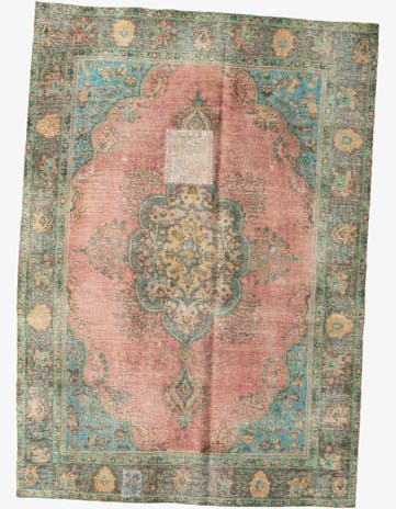 6' 7 x 9' 4 Hand Knotted Ultra Vintage Persian Wool Rug