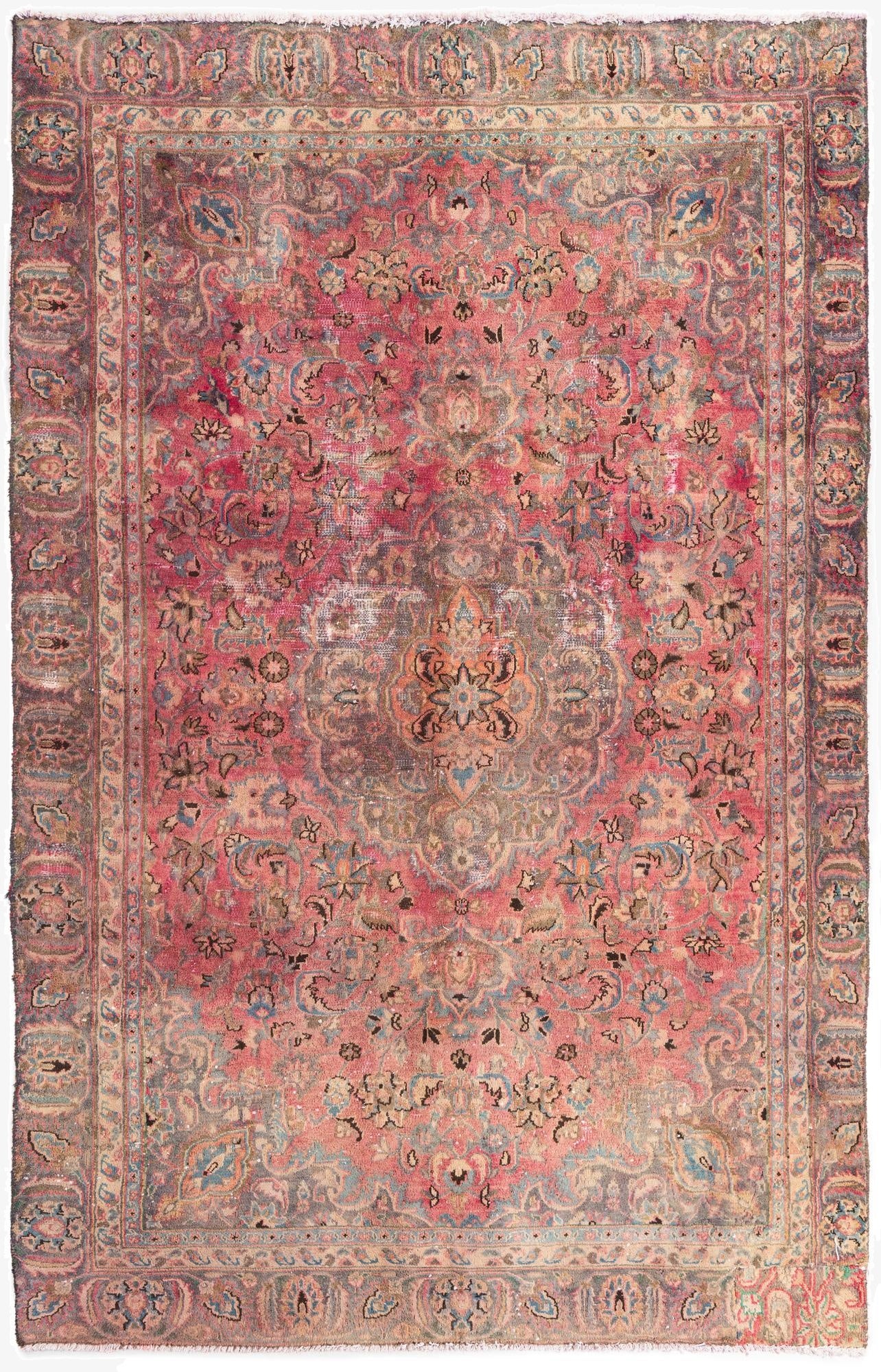 5' 10 x 9' 1  Hand Knotted Ultra Vintage Persian Wool Rug