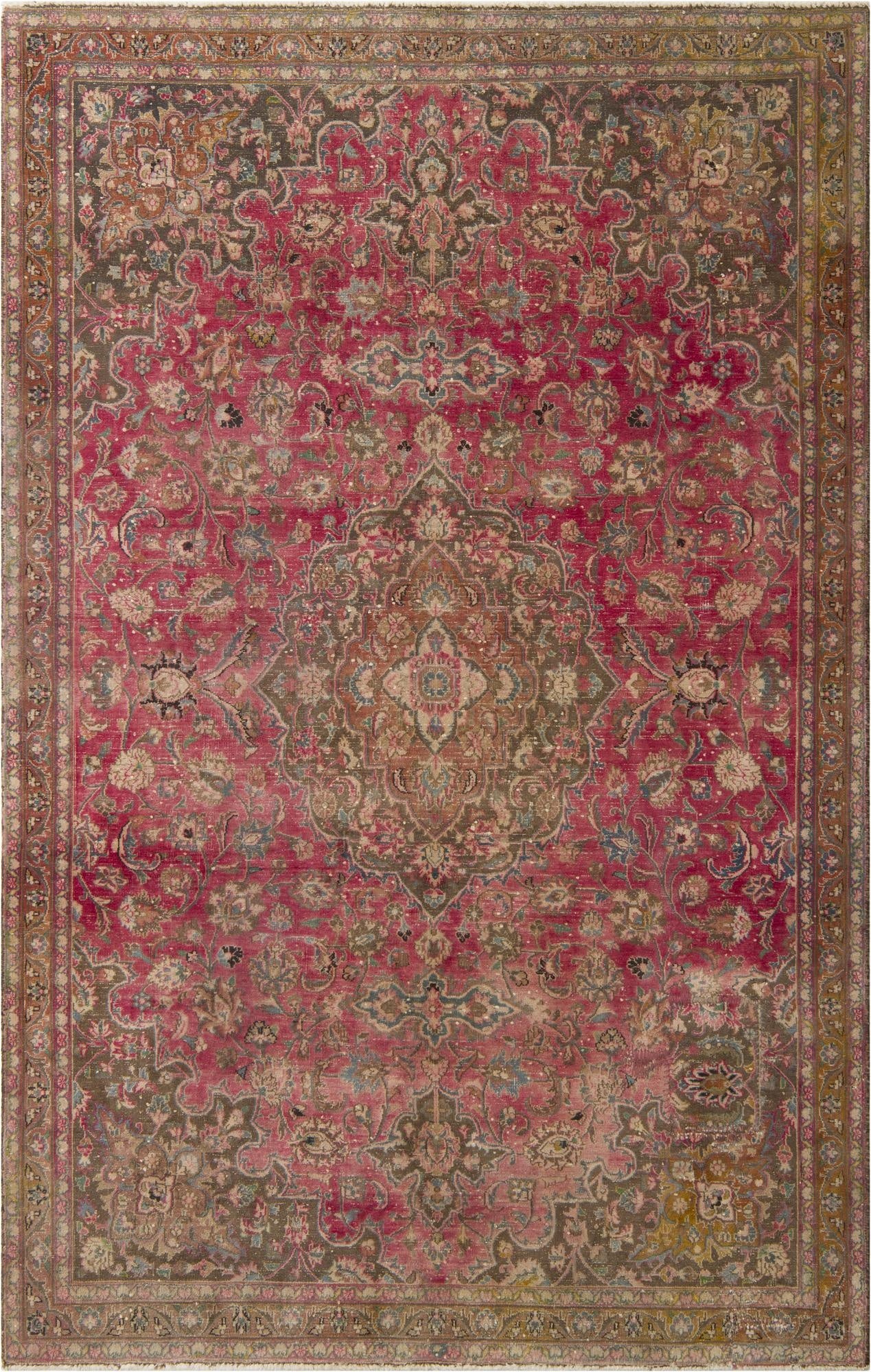 5' 10 x 9' 2  Hand Knotted Ultra Vintage Persian Wool Rug