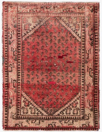 3' 9 x 4' 10 Hand Knotted Ultra Vintage Persian Wool Rug