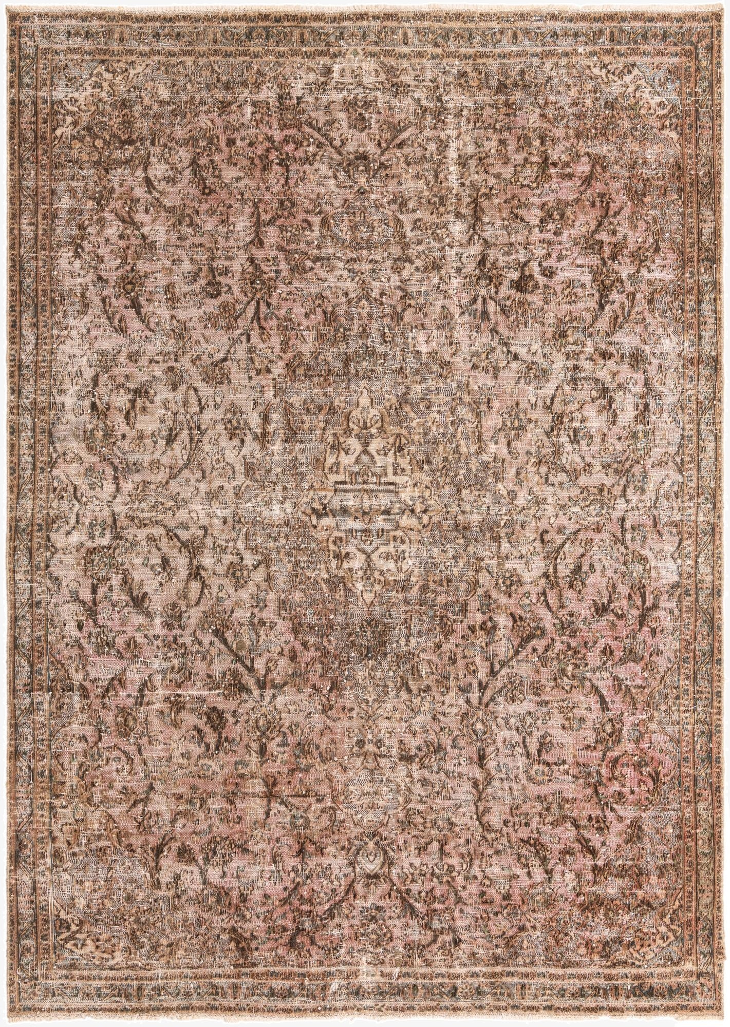 7' x 9' 9  Hand Knotted Ultra Vintage Persian Wool Rug