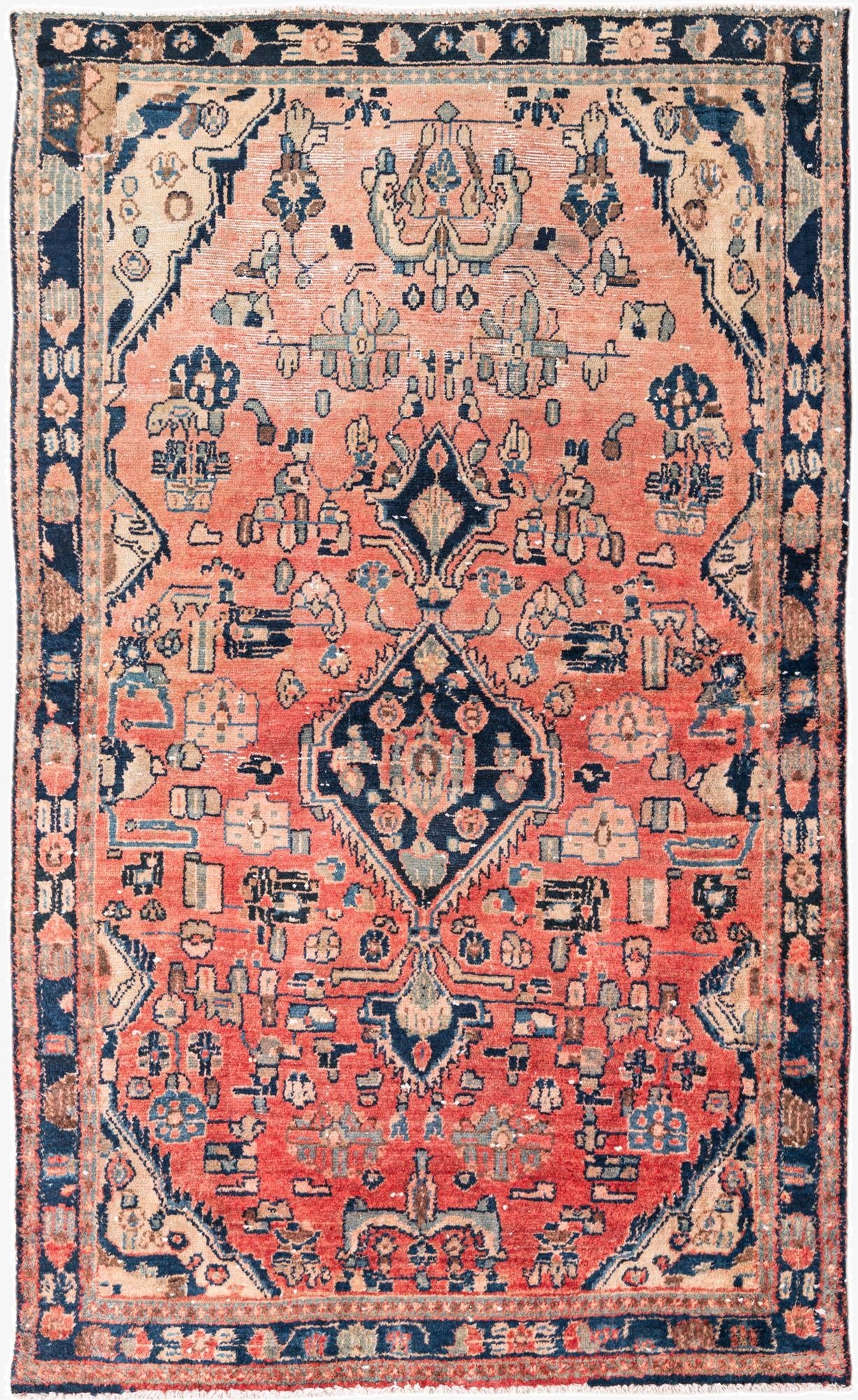 4' 2 x 6' 9  Hand Knotted Ultra Vintage Persian Wool Rug