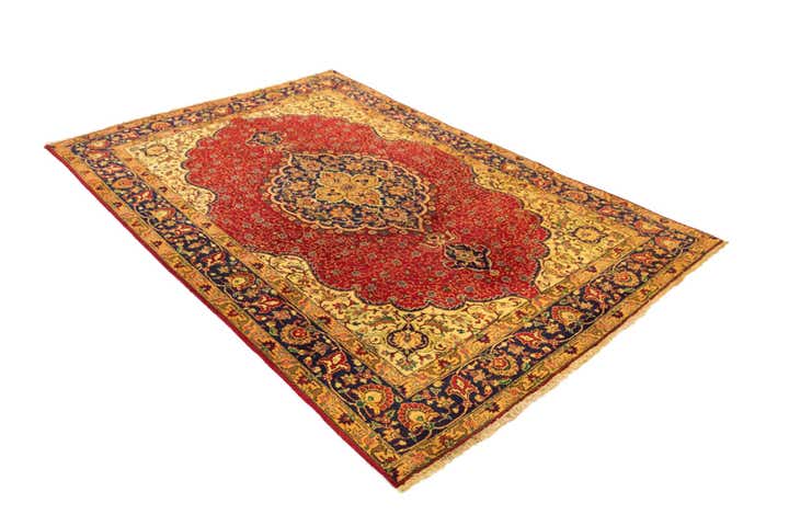 6' 6 x 10' 1 Hand Knotted Yazd Persian Wool Rug