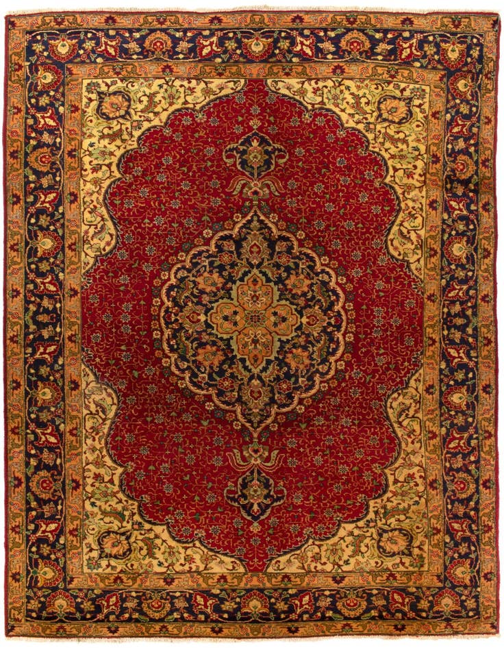 Detail image of 6' 6 x 10' 1 Hand Knotted Yazd Persian Wool Rug