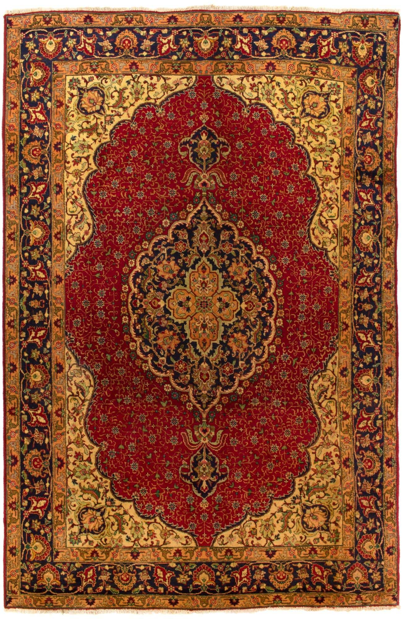 6' 6 x 10' 1 Hand Knotted Yazd Persian Wool Rug