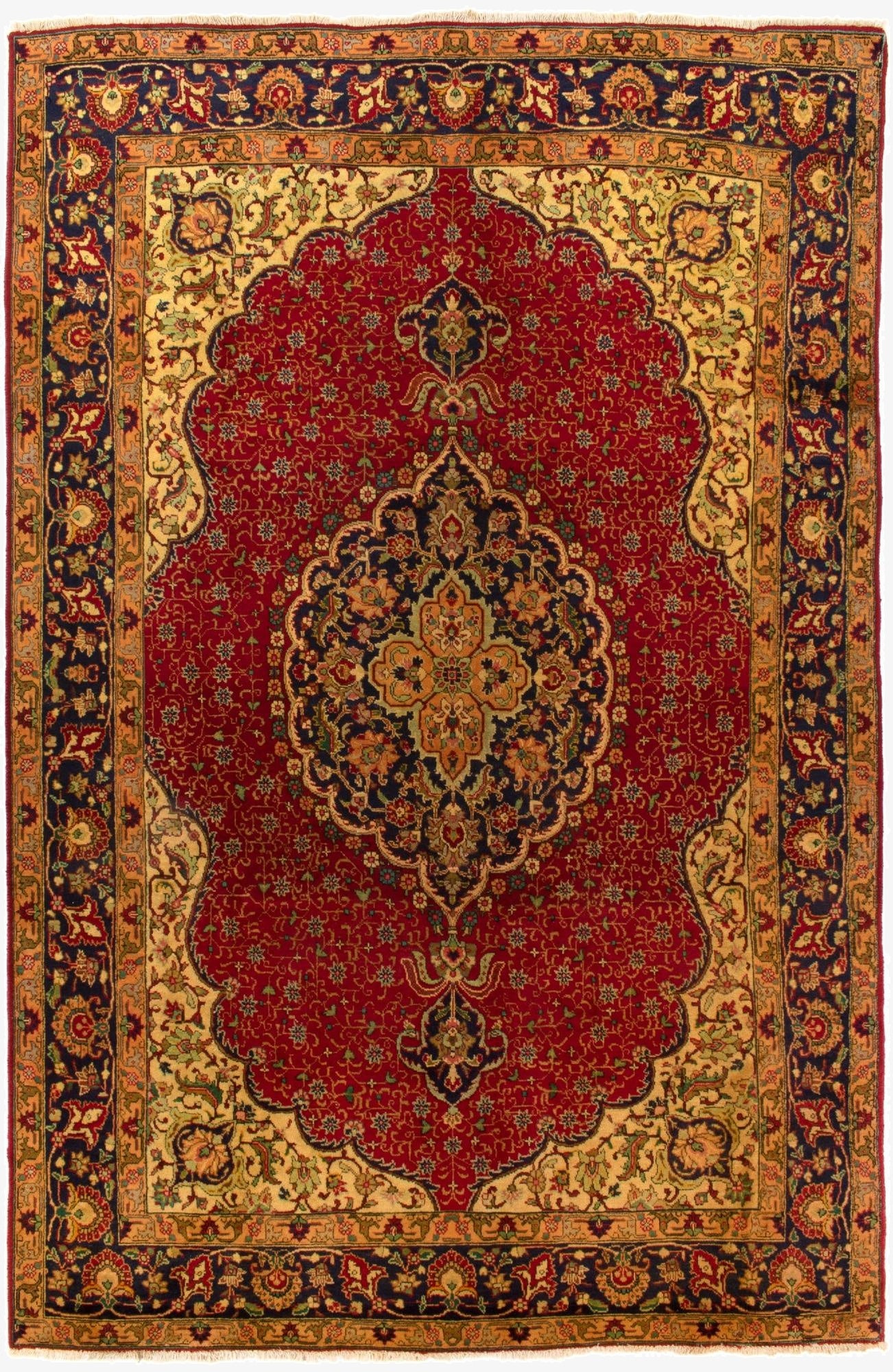 6' 6 x 10' 1  Hand Knotted Yazd Persian Wool Rug