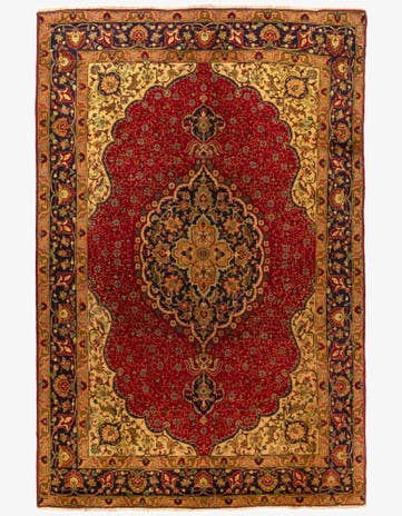 6' 6 x 10' 1 Hand Knotted Yazd Persian Wool Rug