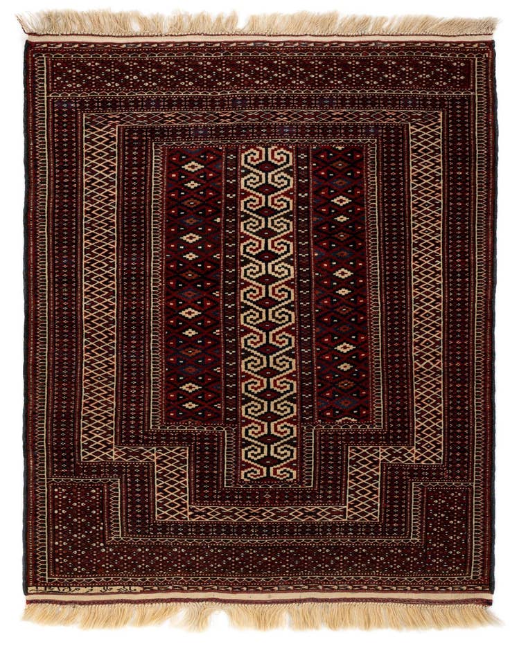 Detail image of 3' 3 x 4' 6 Hand Knotted Yomauth Persian Wool Rug