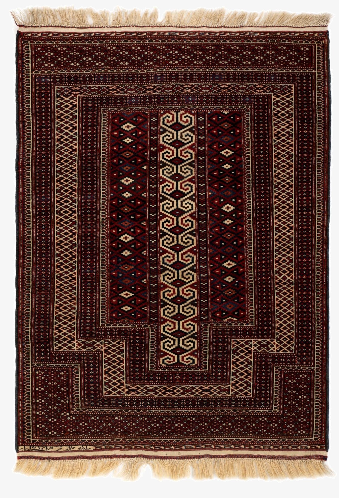3' 3 x 4' 6  Hand Knotted Yomauth Persian Wool Rug