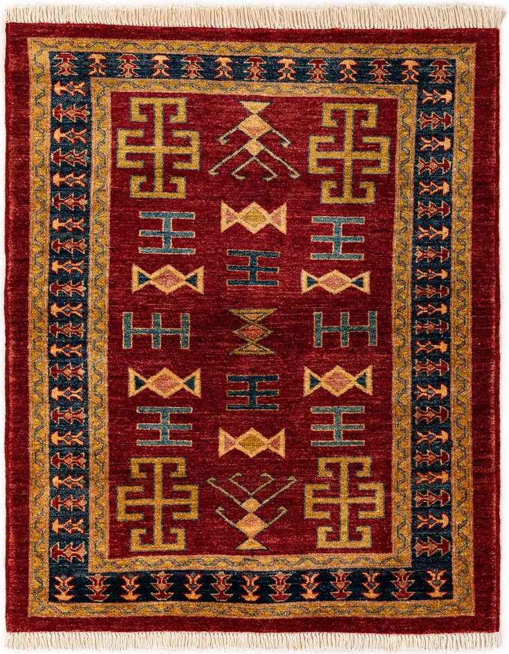 Detail image of 3' 5 x 4' 10 Hand Knotted Ziegler Wool Rug