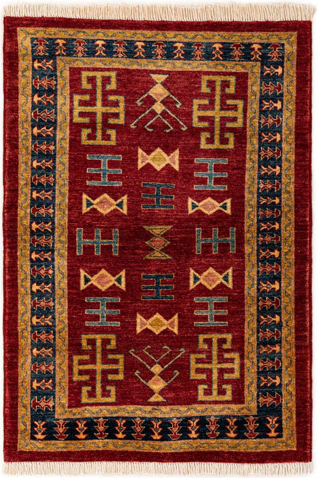 Detail image of 3' 5 x 4' 10 Hand Knotted Ziegler Wool Rug