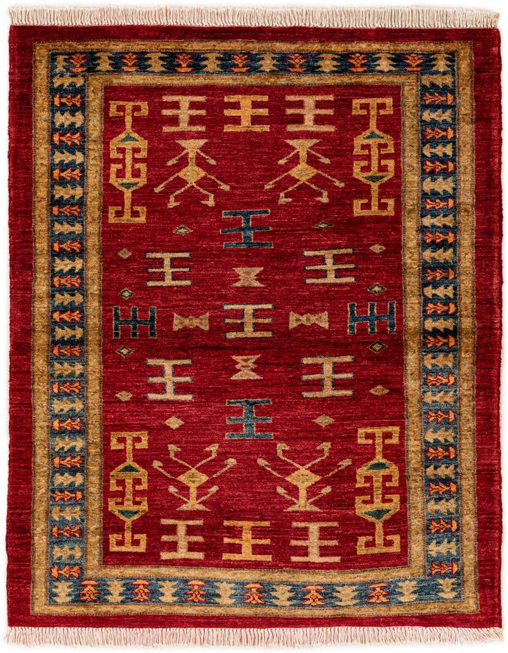 Detail image of 3' 4 x 4' 10 Hand Knotted Ziegler Wool Rug