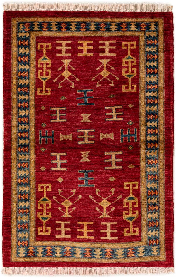 Detail image of 3' 4 x 4' 10 Hand Knotted Ziegler Wool Rug