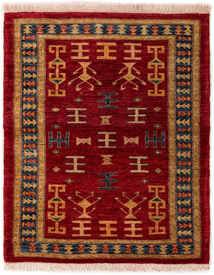 Detail image of 3' 4 x 4' 8 Hand Knotted Ziegler Wool Rug