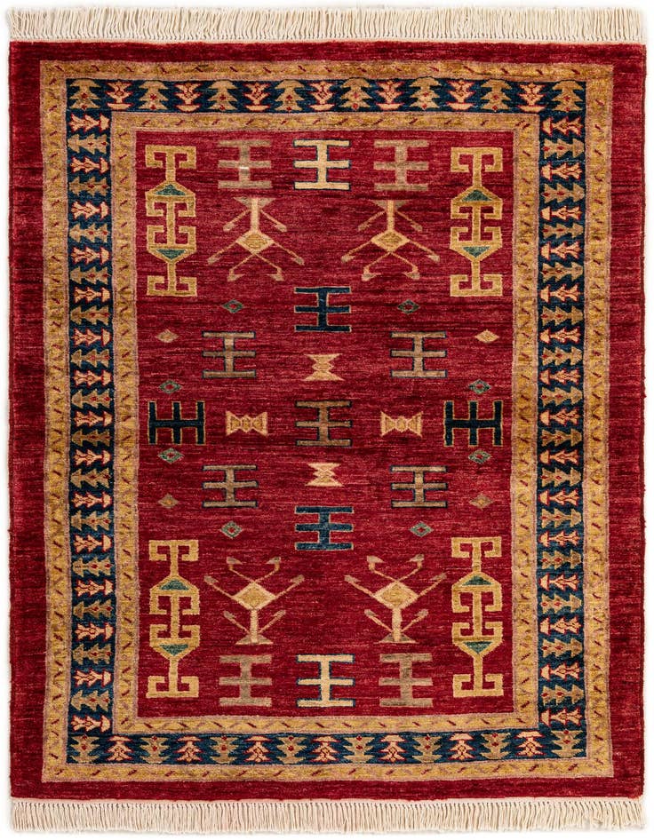Detail image of 3' 5 x 4' 7 Hand Knotted Ziegler Wool Rug