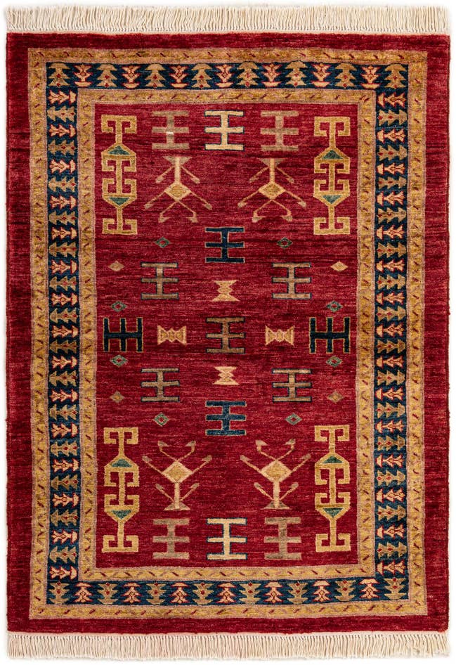 Detail image of 3' 5 x 4' 7 Hand Knotted Ziegler Wool Rug