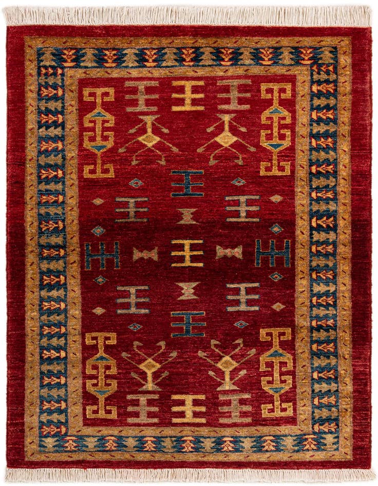 Detail image of 3' 5 x 5' Hand Knotted Ziegler Wool Rug