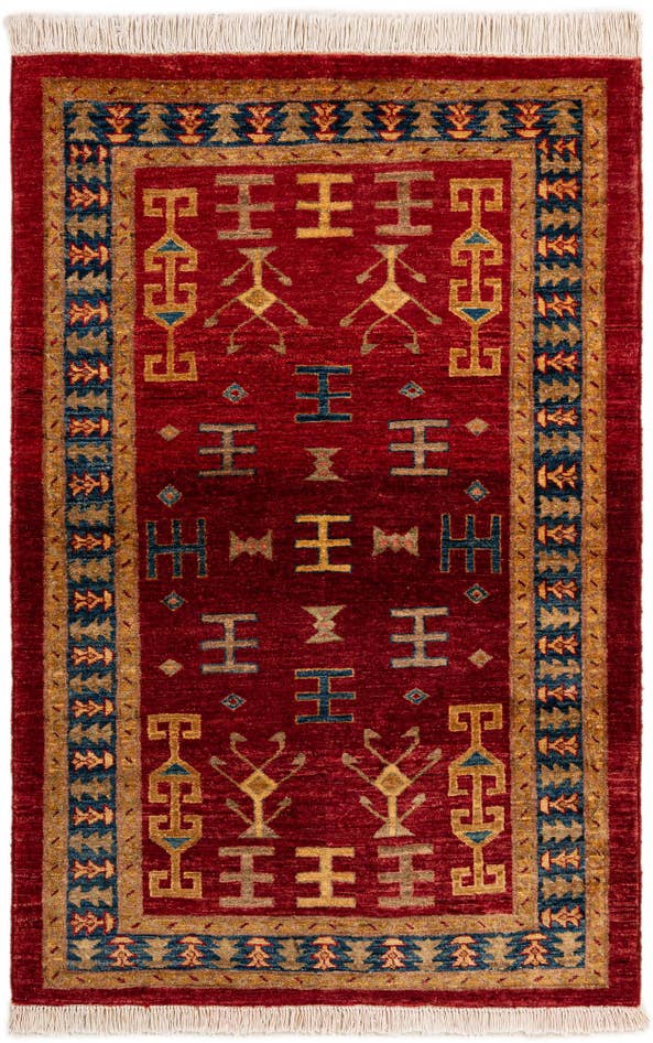 Detail image of 3' 5 x 5' Hand Knotted Ziegler Wool Rug
