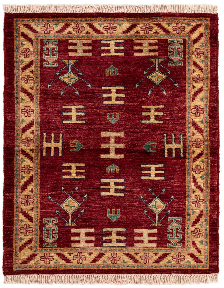 Detail image of 3' 4 x 4' 6 Hand Knotted Ziegler Wool Rug