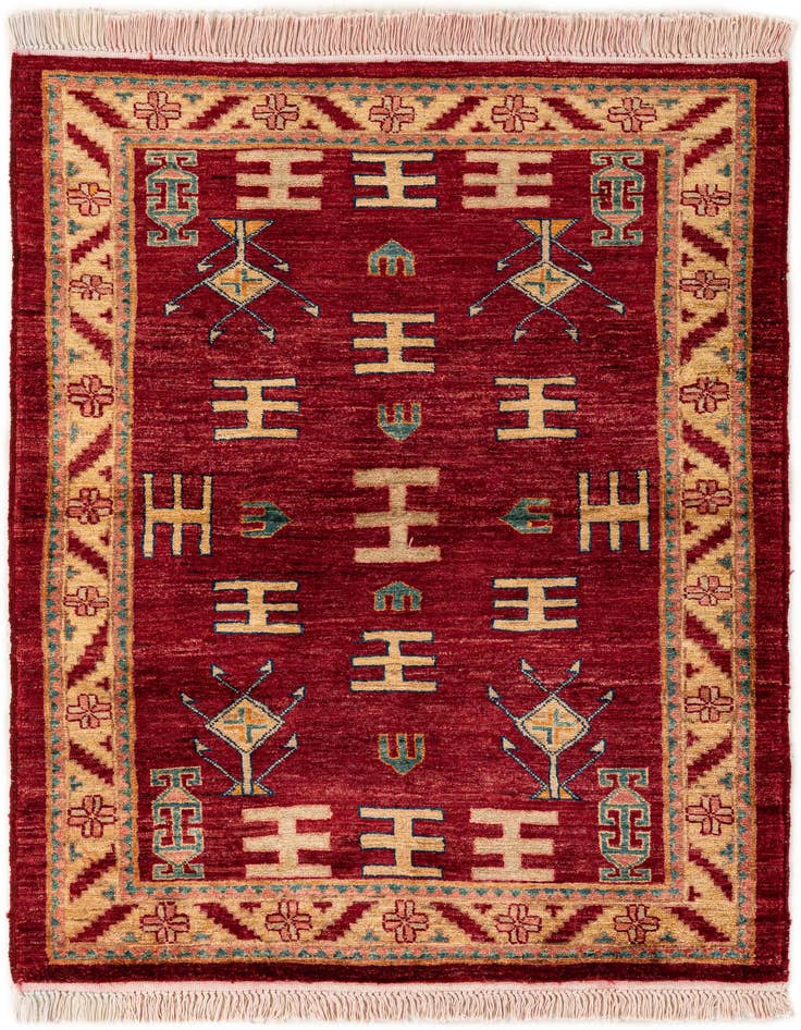 Detail image of 3' 4 x 4' 4 Hand Knotted Ziegler Wool Rug