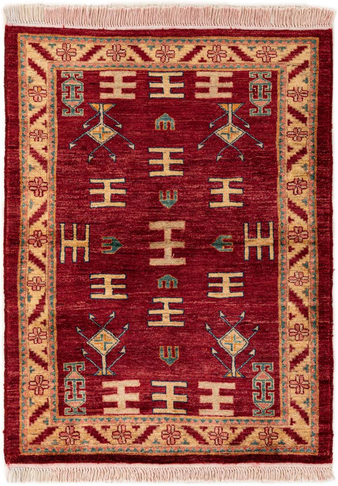 Detail image of 3' 4 x 4' 4 Hand Knotted Ziegler Wool Rug