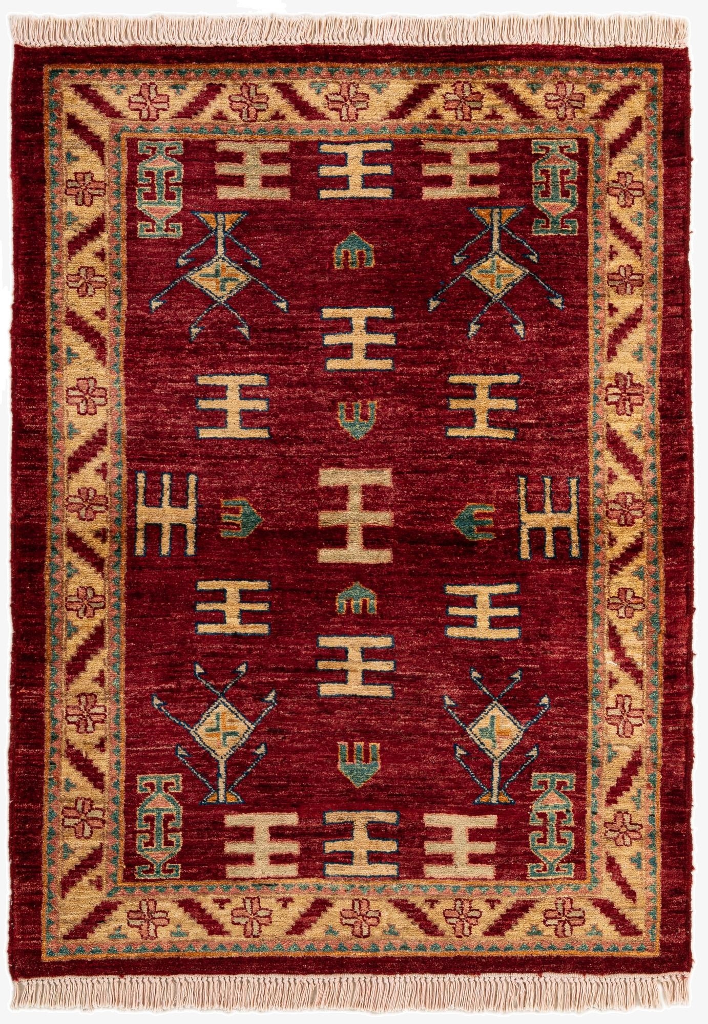 3' 4 x 4' 6  Hand Knotted Ziegler Wool Rug