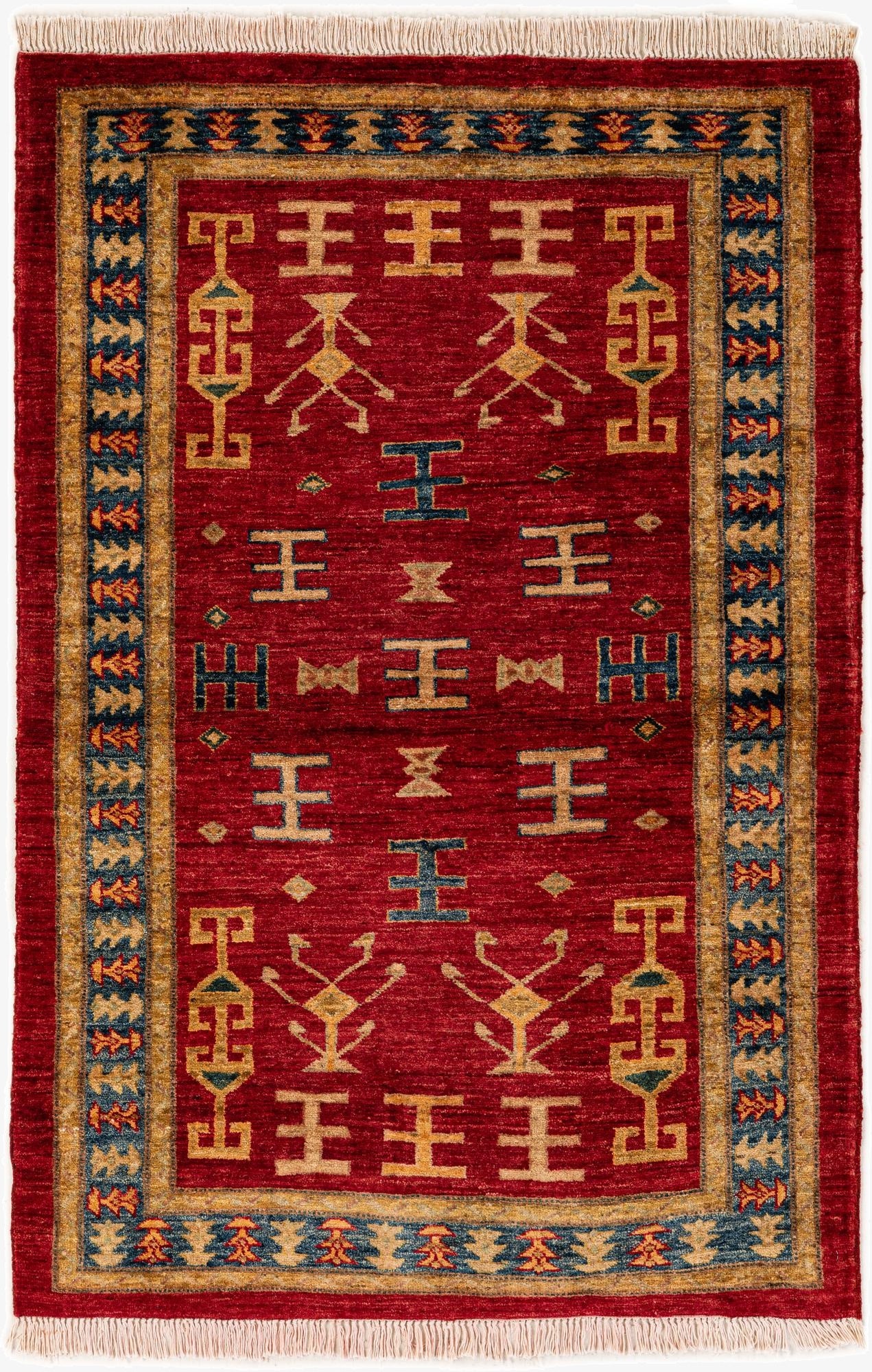 3' 4 x 4' 10  Hand Knotted Ziegler Wool Rug