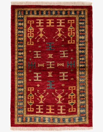 3' 4 x 4' 10 Hand Knotted Ziegler Wool Rug