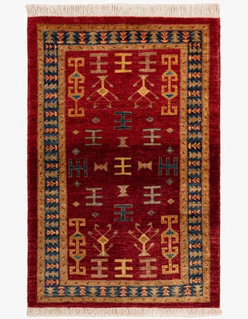 3' 5 x 5' Hand Knotted Ziegler Wool Rug