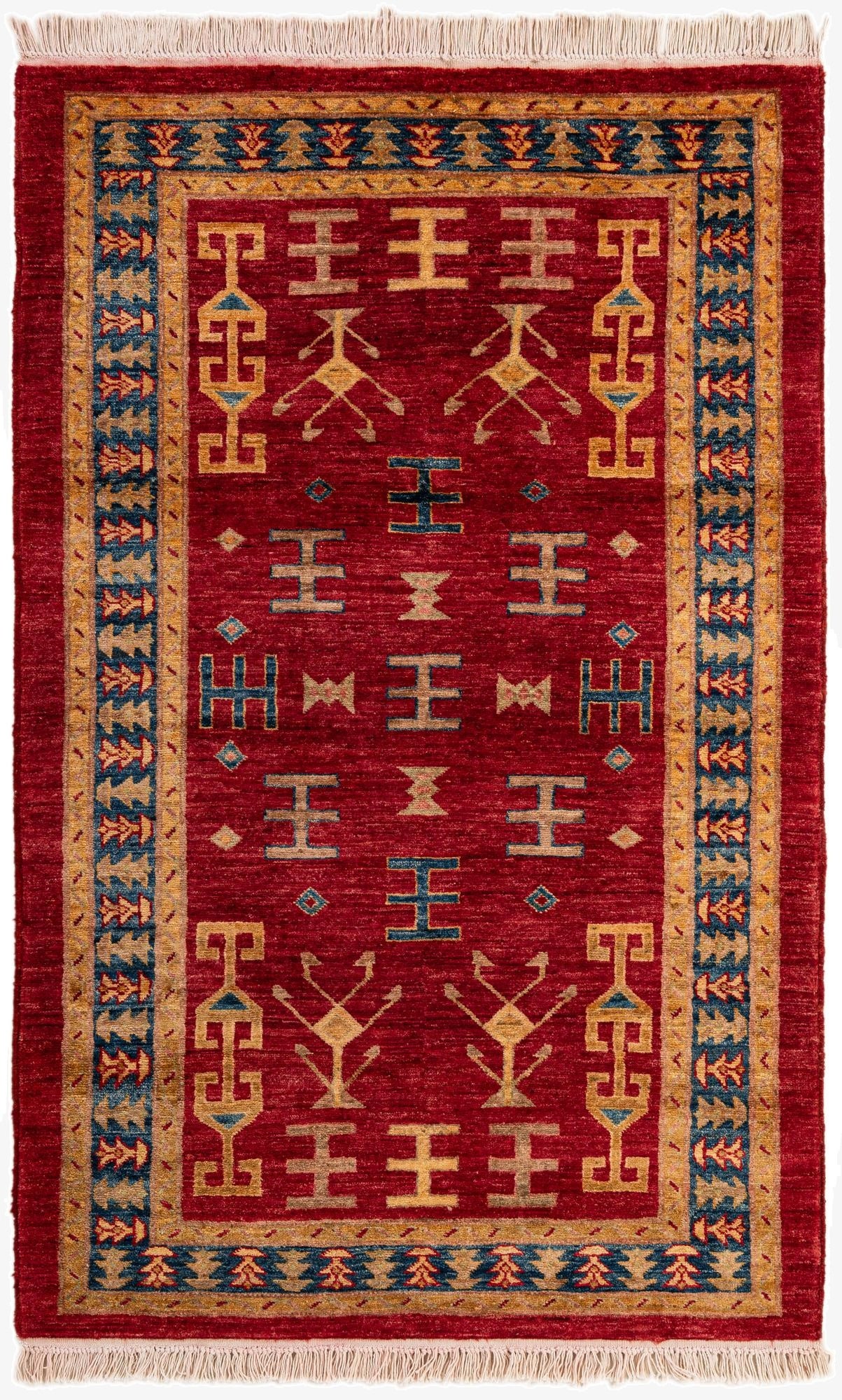 3' 5 x 5' 4  Hand Knotted Ziegler Wool Rug