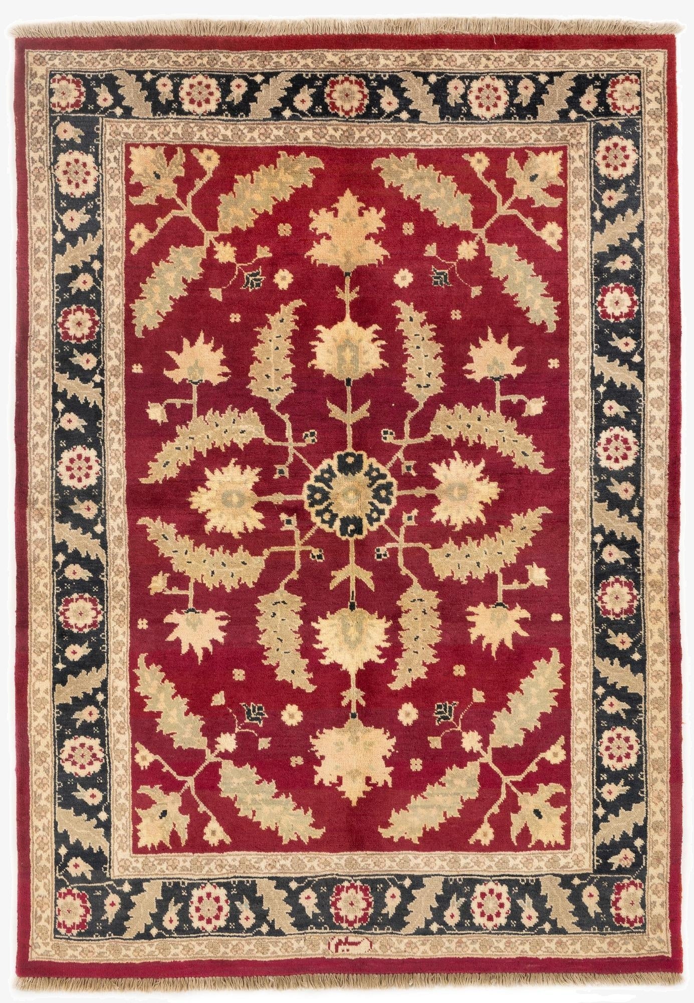 5' 1 x 7' 3  Hand Knotted Ziegler Wool Rug