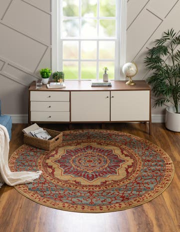 Red Amina Round Rug