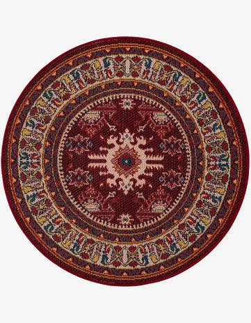 Red Easy-Clean Baja Indoor / Outdoor Round Rug