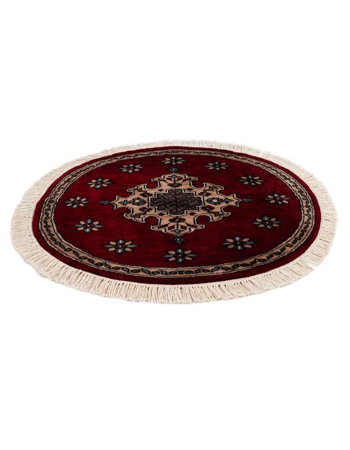 2' 6 x 2' 9 Hand Knotted Bokhara Oriental Wool Round Rug