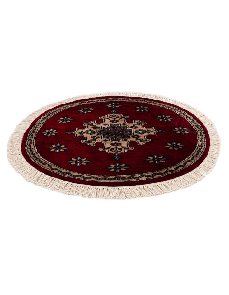 Detail image of 2' 6 x 2' 9 Hand Knotted Bokhara Oriental Wool Round Rug