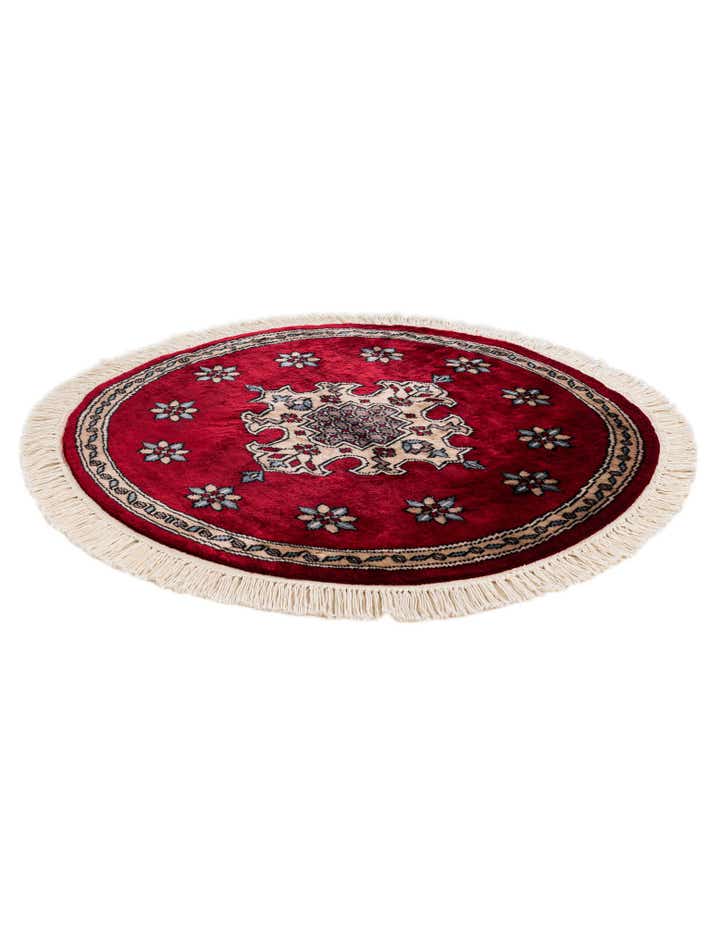 2' 6 x 2' 9 Hand Knotted Bokhara Oriental Wool Round Rug
