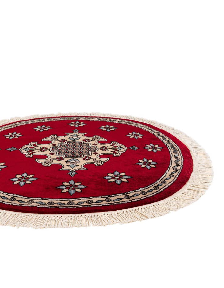 Detail image of 2' 6 x 2' 9  Hand Knotted Bokhara Oriental Wool Round Rug