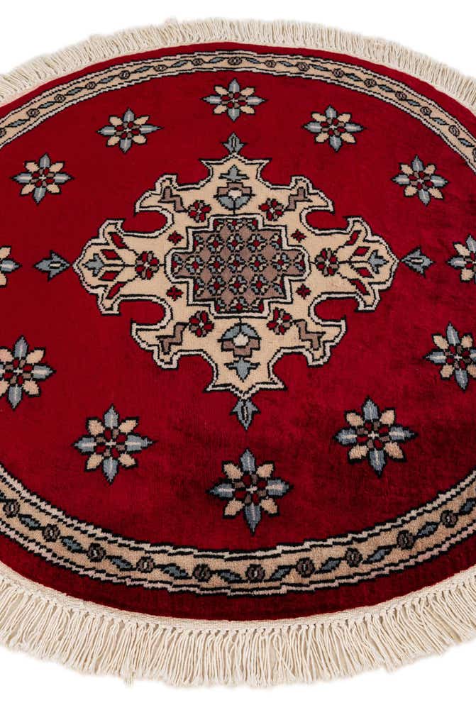 2' 6 x 2' 9 Hand Knotted Bokhara Oriental Wool Round Rug