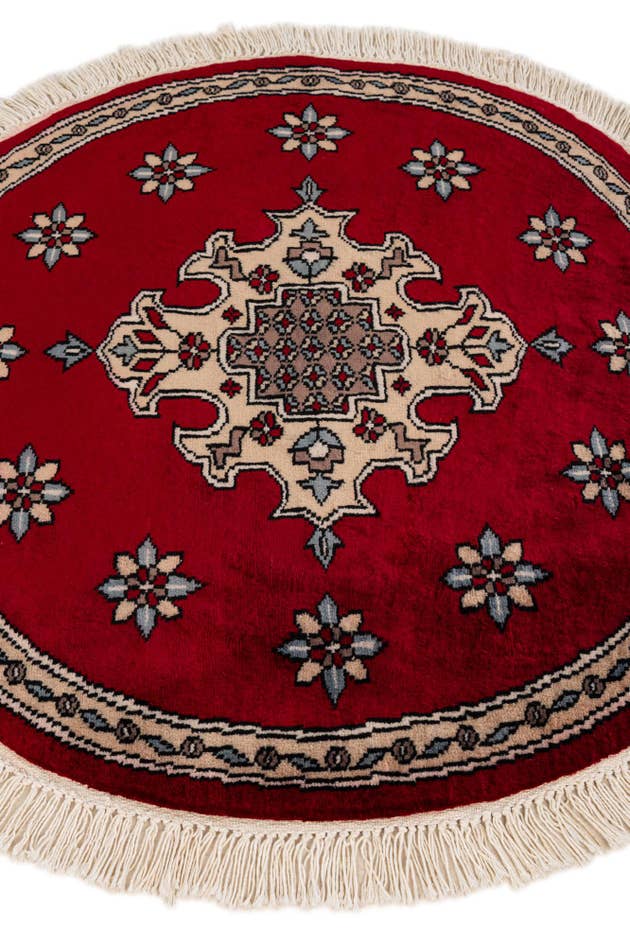 Detail image of 2' 6 x 2' 9 Hand Knotted Bokhara Oriental Wool Round Rug
