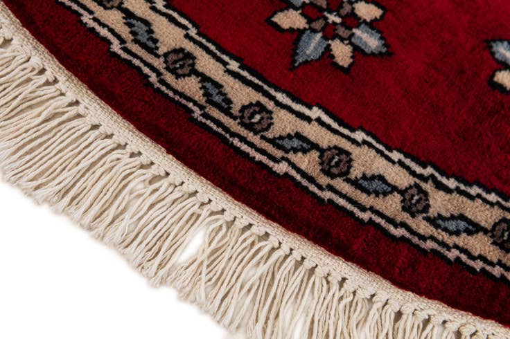 Detail image of 2' 6 x 2' 9 Hand Knotted Bokhara Oriental Wool Round Rug