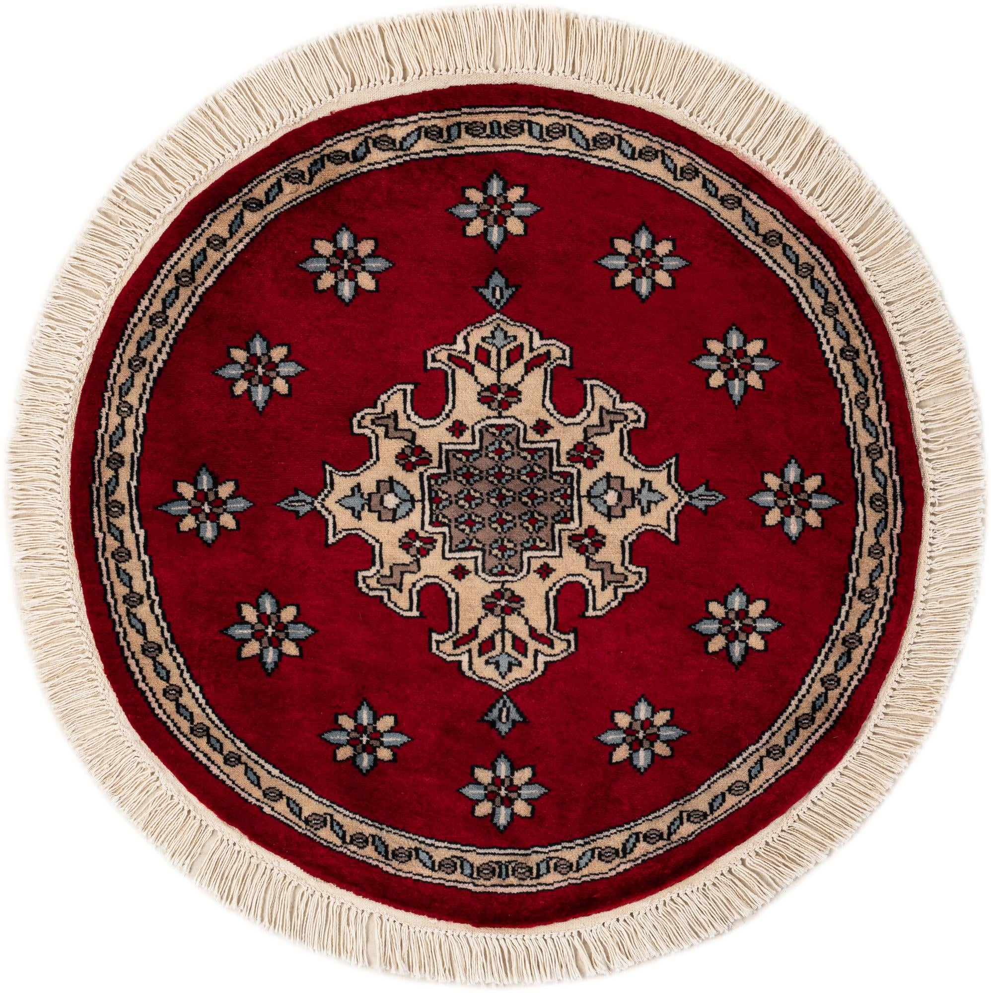 2' 6 x 2' 9 Hand Knotted Bokhara Oriental Wool Round Rug