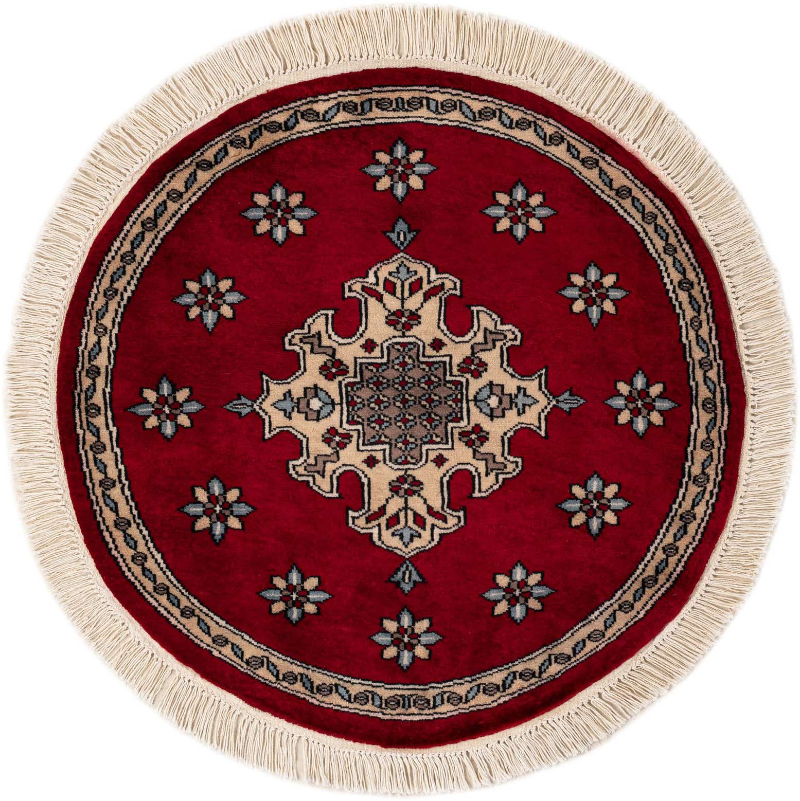 2' 6 x 2' 9 Hand Knotted Bokhara Oriental Wool Round Rug