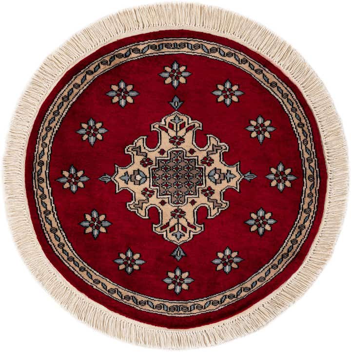 2' 6 x 2' 9 Hand Knotted Bokhara Oriental Wool Round Rug