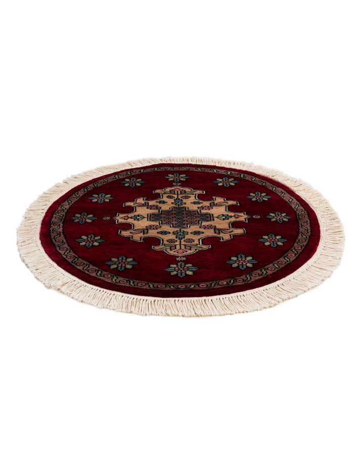 2' 7 x 2' 8 Hand Knotted Bokhara Oriental Wool Round Rug