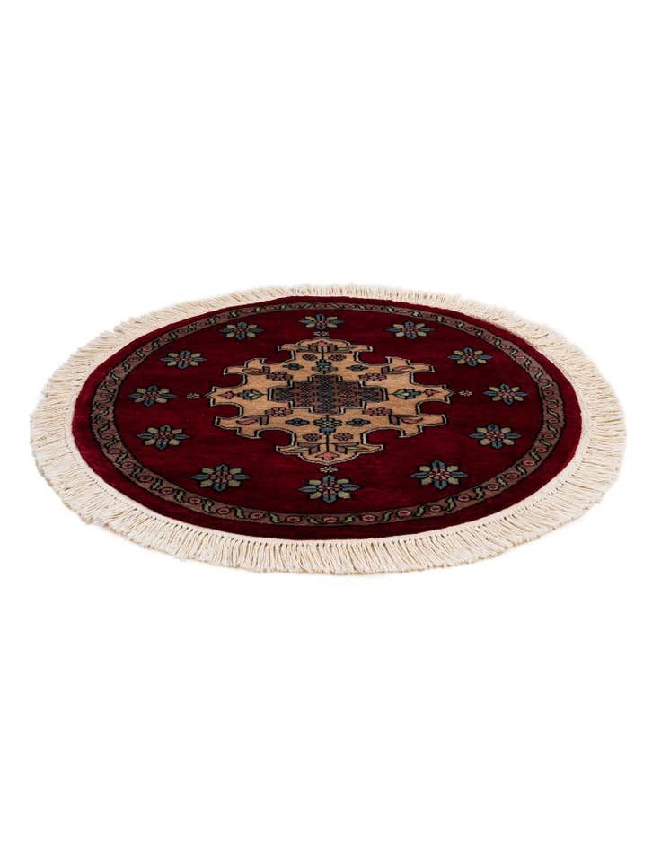Detail image of 2' 7 x 2' 8 Hand Knotted Bokhara Oriental Wool Round Rug