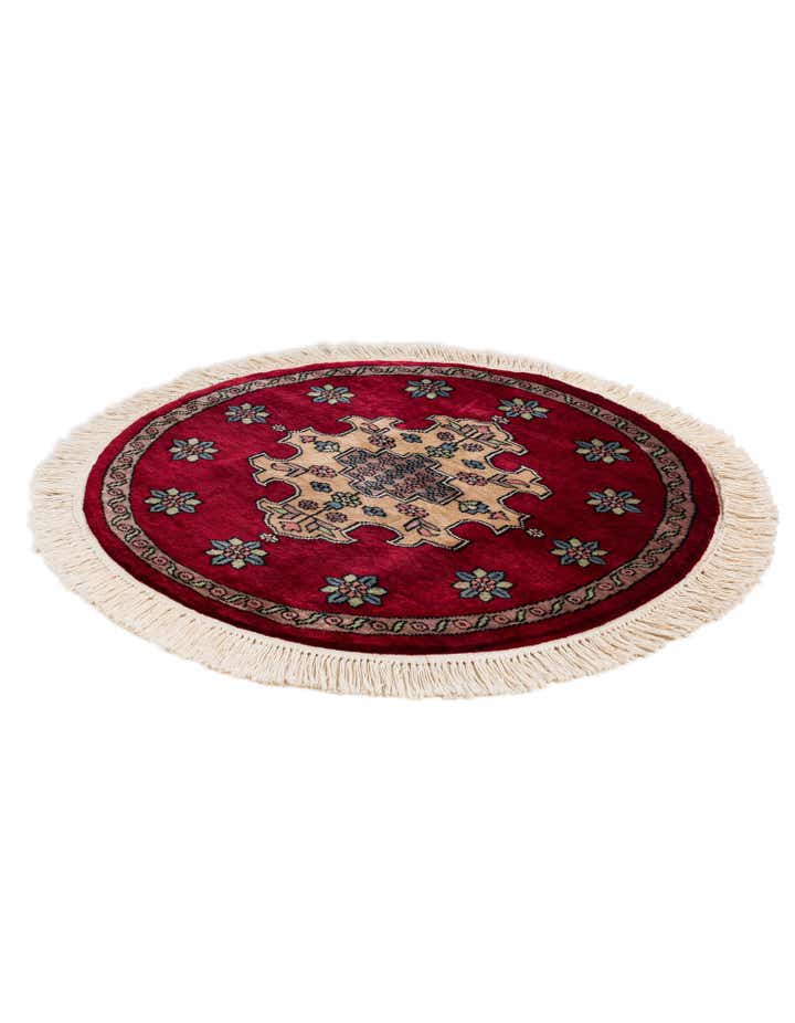 2' 7 x 2' 8 Hand Knotted Bokhara Oriental Wool Round Rug