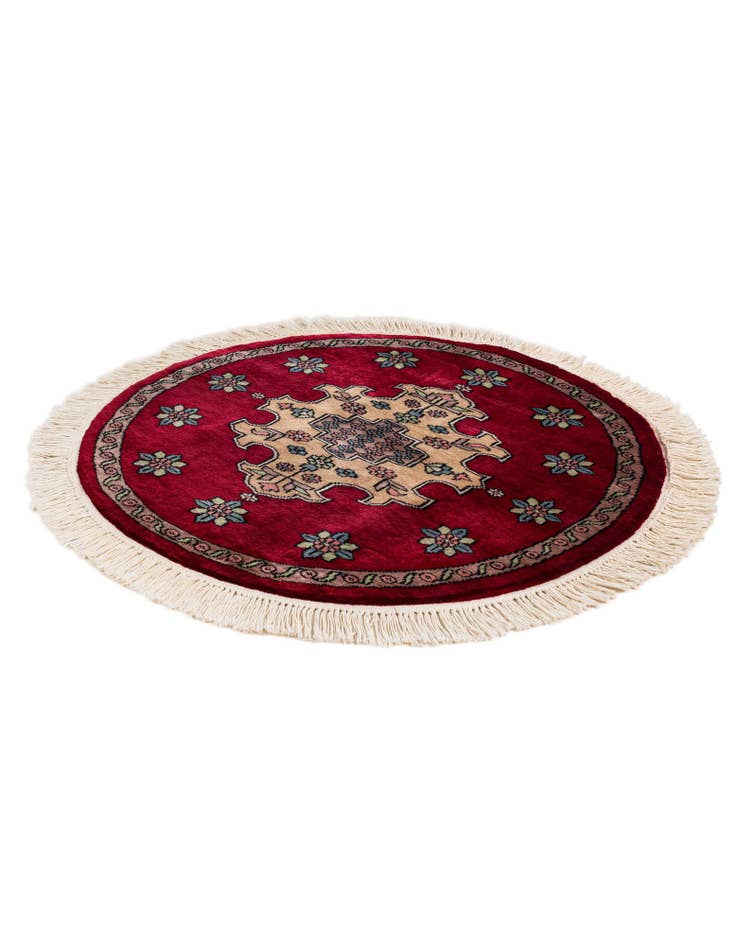 Detail image of 2' 7 x 2' 8 Hand Knotted Bokhara Oriental Wool Round Rug