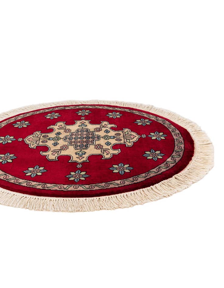 Detail image of 2' 7 x 2' 8  Hand Knotted Bokhara Oriental Wool Round Rug