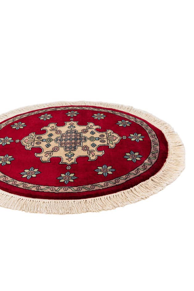 Detail image of 2' 7 x 2' 8 Hand Knotted Bokhara Oriental Wool Round Rug