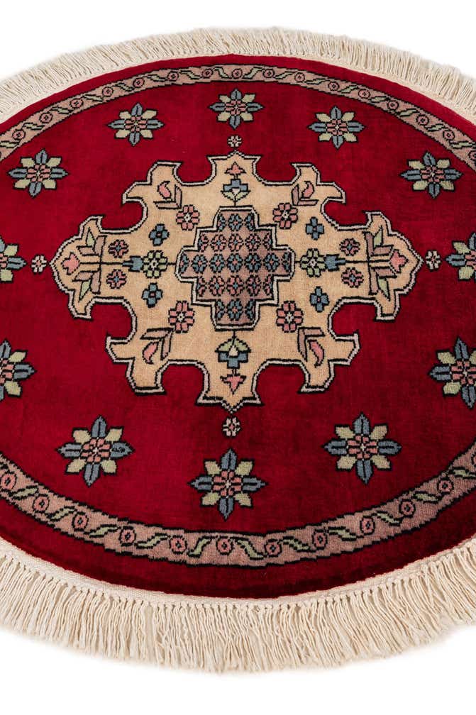 2' 7 x 2' 8 Hand Knotted Bokhara Oriental Wool Round Rug